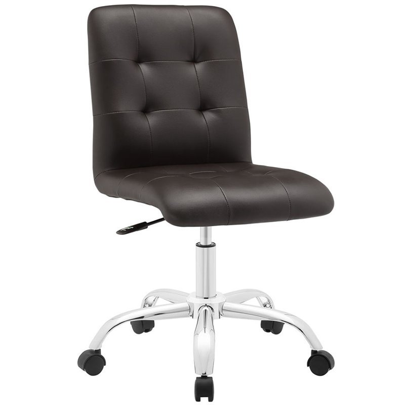 Scranton & Co Faux Leather Mid Back Swivel Office Chair in Brown