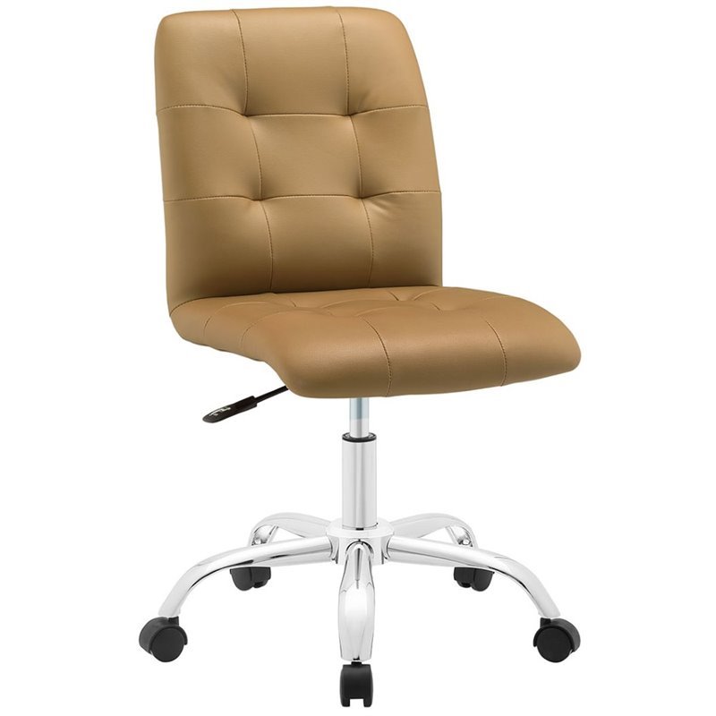 Scranton & Co Faux Leather Mid Back Swivel Office Chair in Tan