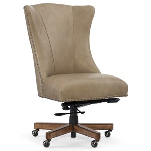 Scranton & Co Top Grain Leather Beige Home Office Chair Rectangular 42&quot x 23&quot x 30&quot