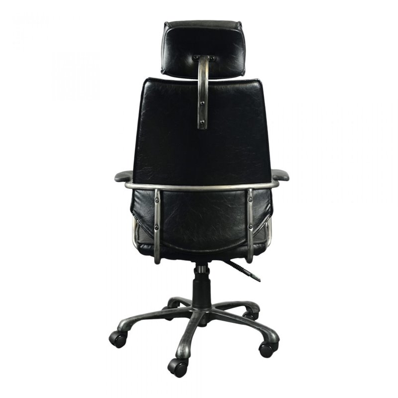 Scranton & Co Leather and Iron Executive Swivel Office Chair in Onyx Black