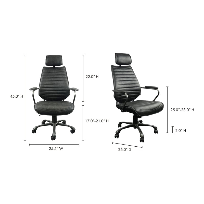 Scranton & Co Leather and Iron Executive Swivel Office Chair in Onyx Black