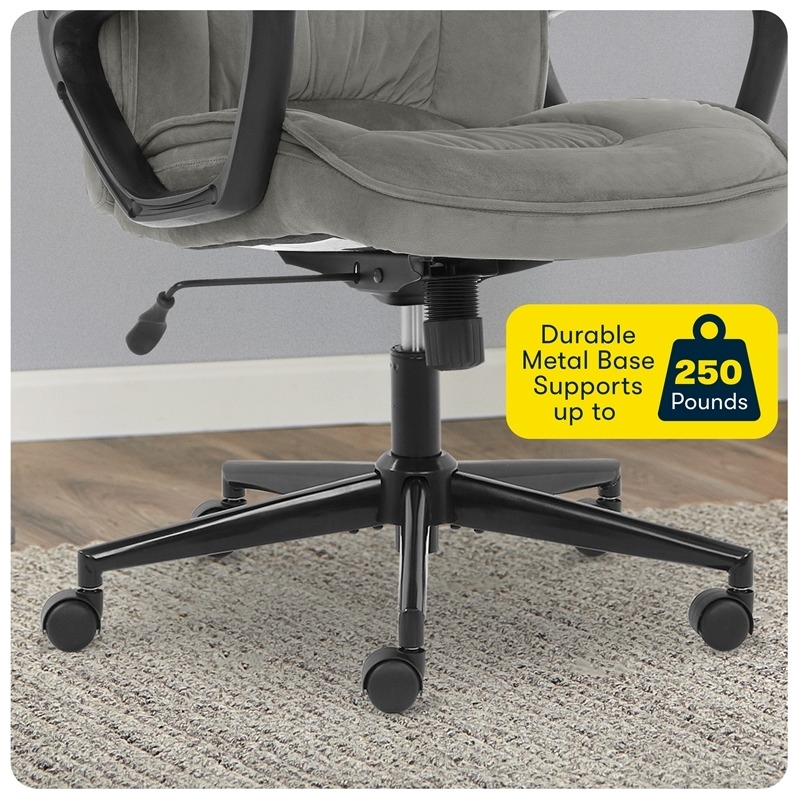 Scranton & Co Adjust Height Modern Velvet Office Chair in Gray