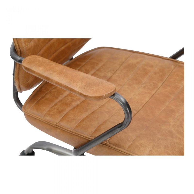 Scranton & Co Contemporary Leather Executive Swivel Office Chair in Cigare Tan