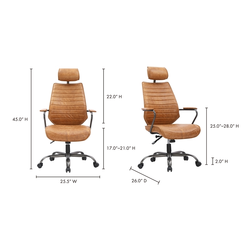 Scranton & Co Contemporary Leather Executive Swivel Office Chair in Cigare Tan