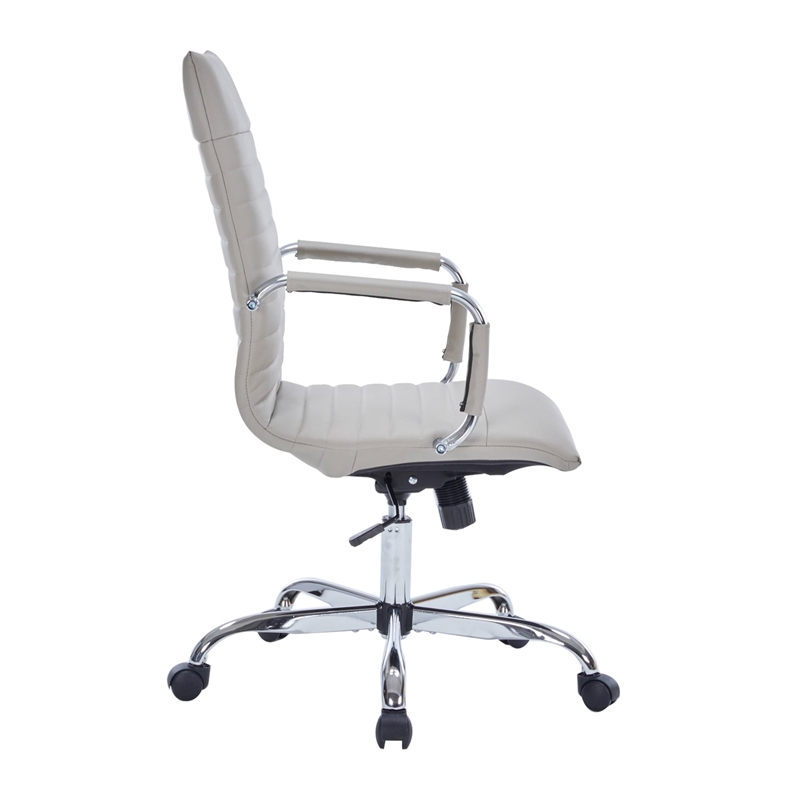 Scranton & Co Mid-Century Faux Leather High Back Executive Swivel Chair in Tan