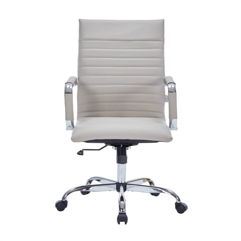Scranton & Co Mid-Century Faux Leather High Back Executive Swivel Chair in Tan