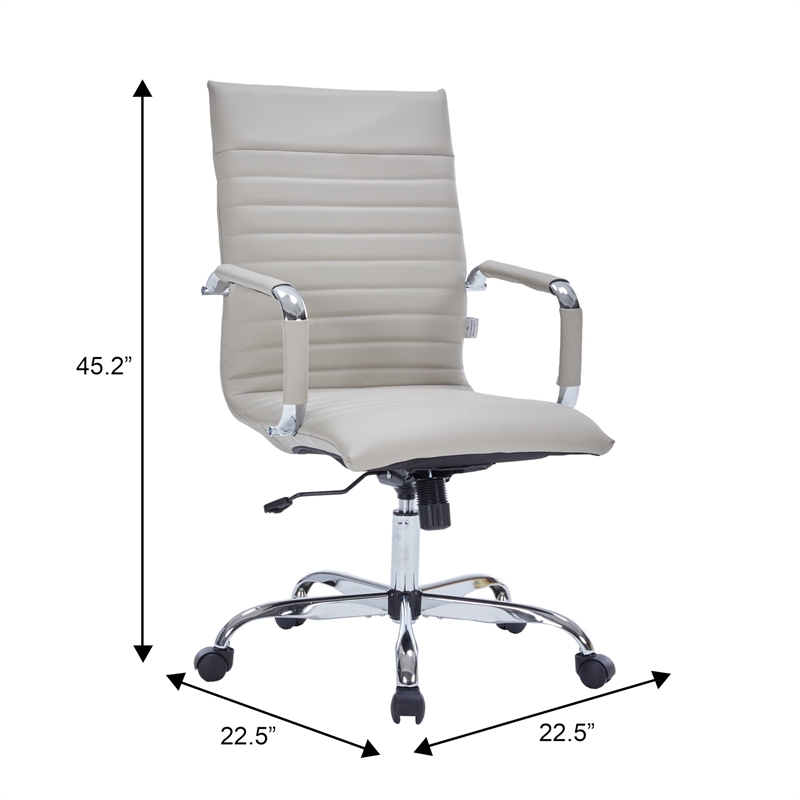 Scranton & Co Mid-Century Faux Leather High Back Executive Swivel Chair in Tan