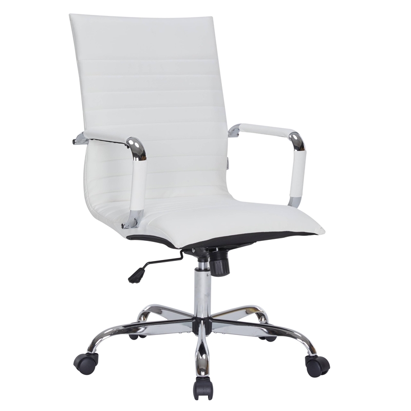 Scranton & Co High Back Leatherette Executive Swivel Office Chair in White