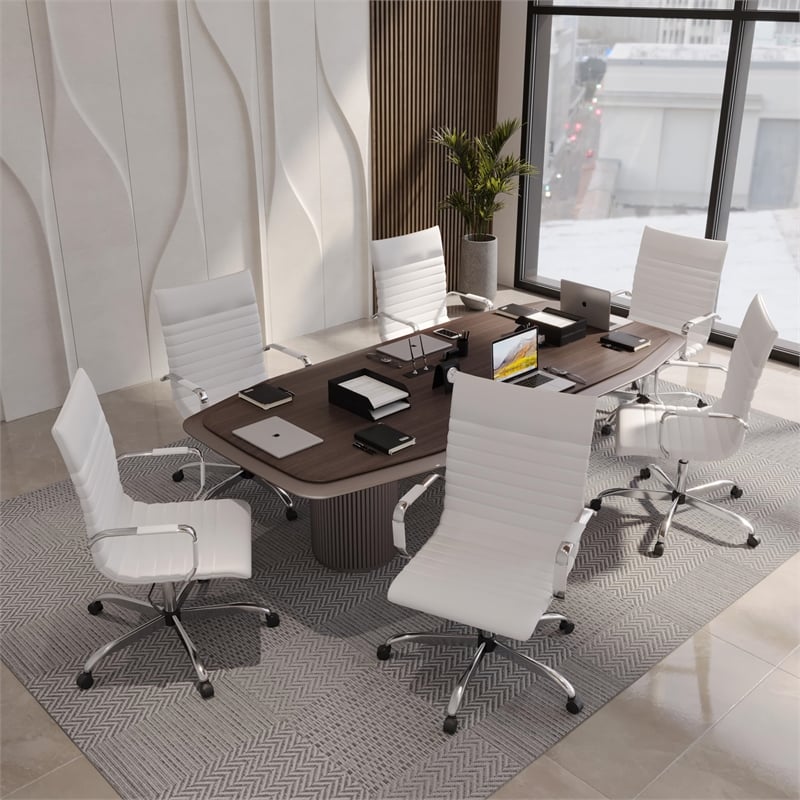 Scranton & Co High Back Leatherette Executive Swivel Office Chair in White