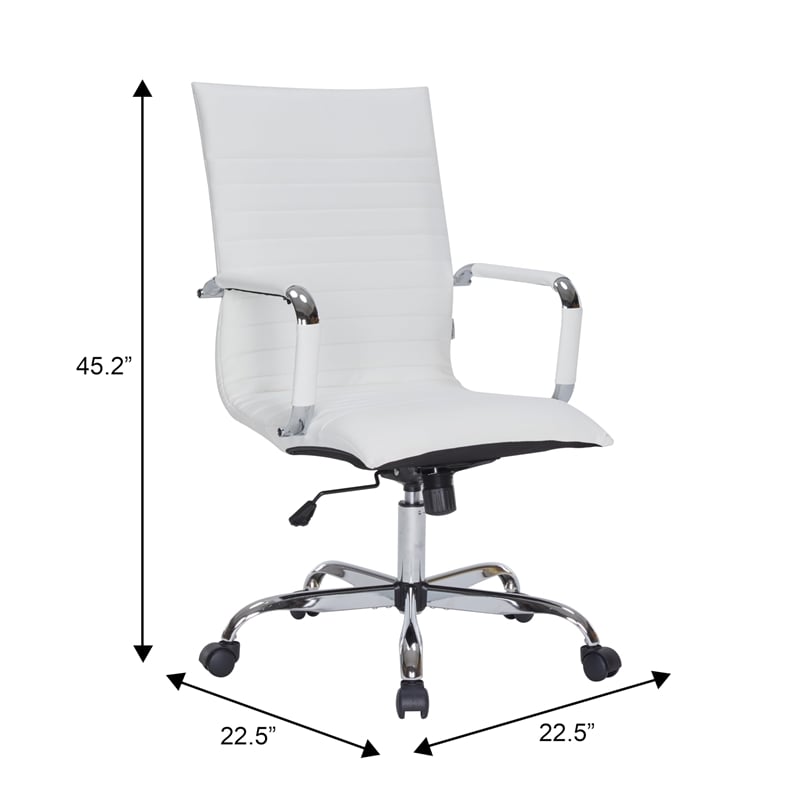 Scranton & Co High Back Leatherette Executive Swivel Office Chair in White