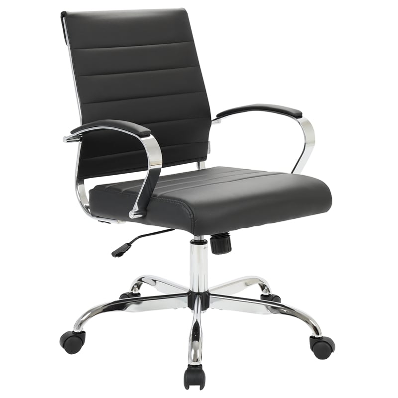 Scranton & Co Modern Adjustable Leather Office Chair in Black