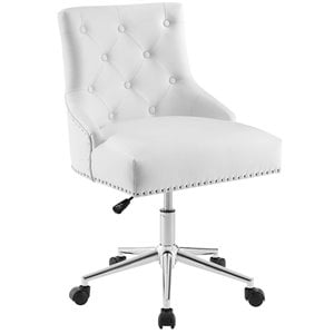 Scranton & Co Modern Faux Leather Button Tufted Swivel Office Chair in White