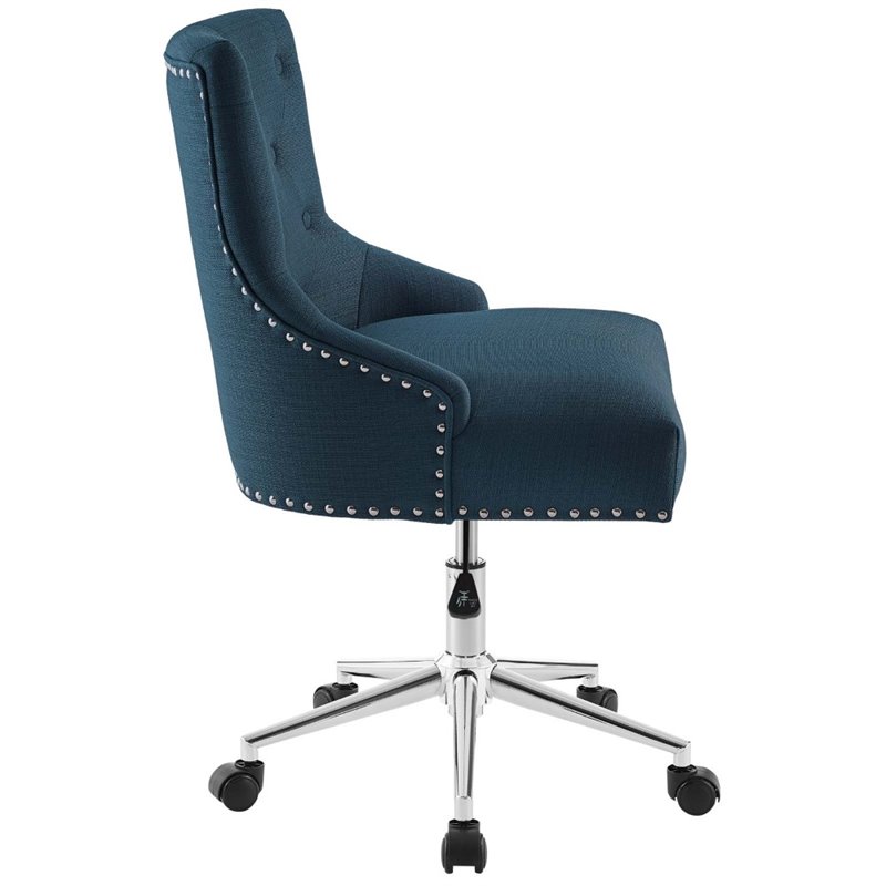 Scranton & Co Modern Fabric Button Tufted Swivel Office Chair in Blue