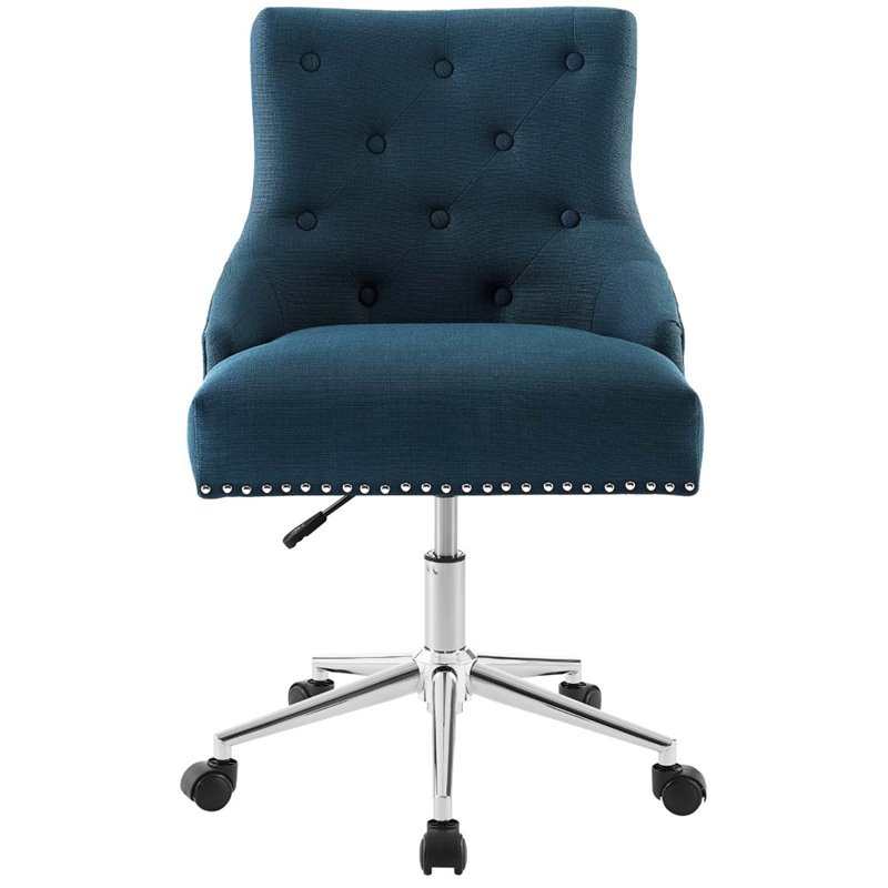 Scranton & Co Modern Fabric Button Tufted Swivel Office Chair in Blue