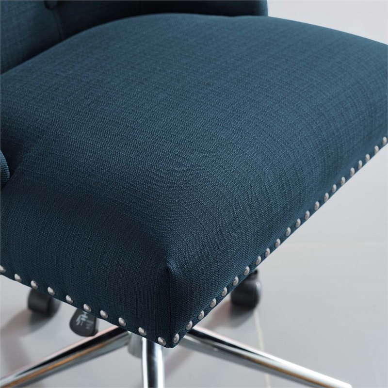 Scranton & Co Modern Fabric Button Tufted Swivel Office Chair in Blue