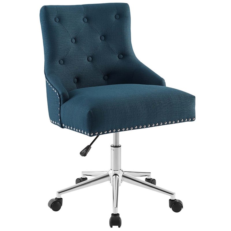 Scranton & Co Modern Fabric Button Tufted Swivel Office Chair in Blue