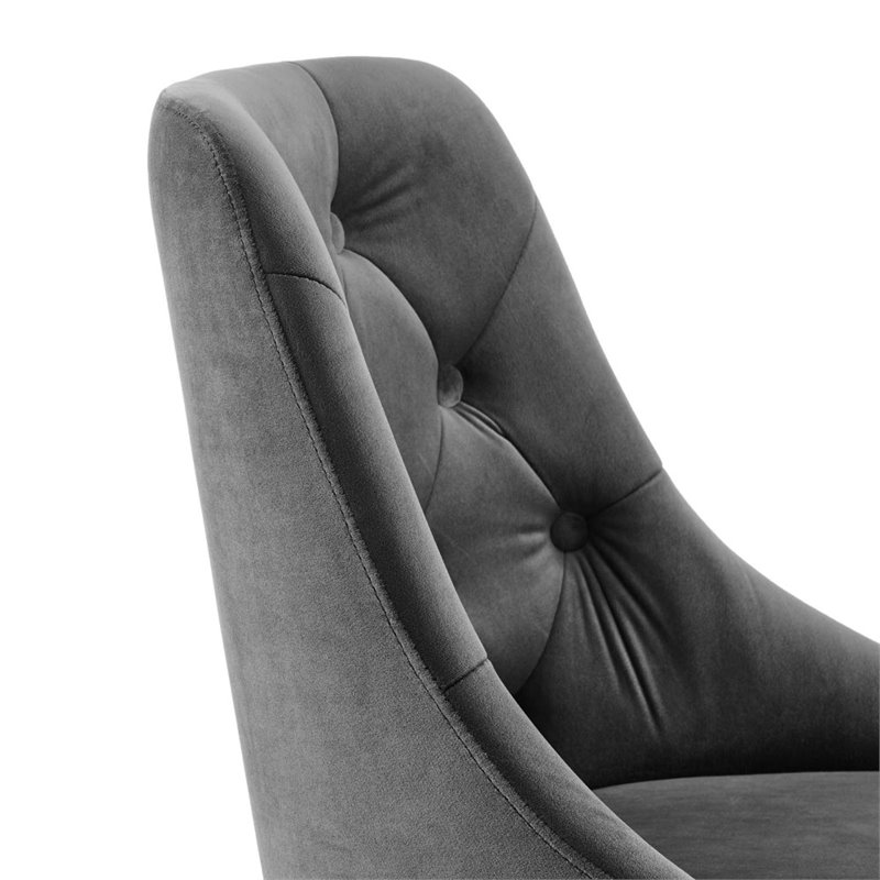 Scranton & Co Performance Velvet Tufted Office Swivel Chair in Gold and Gray