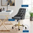 Scranton & Co Performance Velvet Tufted Office Swivel Chair in Gold and Gray