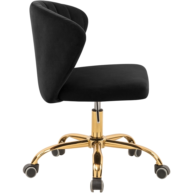 Scranton & Co Contemporary Velvet Swivel Adjustable Office Chair in Black