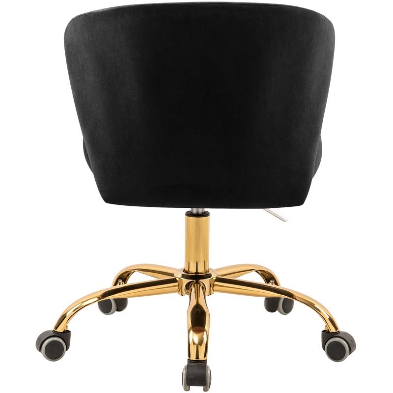 Scranton & Co Contemporary Velvet Swivel Adjustable Office Chair in Black