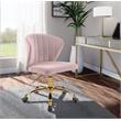 Scranton & Co Contemporary Velvet Swivel Adjustable Office Chair in Pink