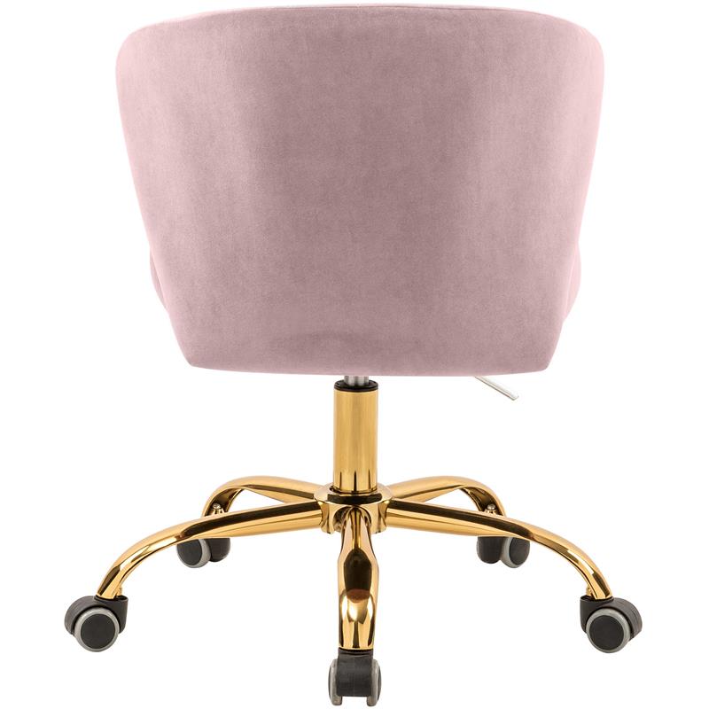 Scranton & Co Contemporary Velvet Swivel Adjustable Office Chair in Pink