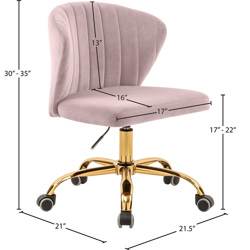 Scranton & Co Contemporary Velvet Swivel Adjustable Office Chair in Pink
