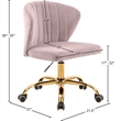Scranton & Co Contemporary Velvet Swivel Adjustable Office Chair in Pink