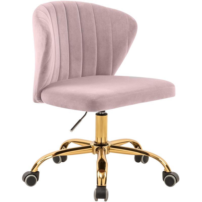 Scranton & Co Contemporary Velvet Swivel Adjustable Office Chair in Pink