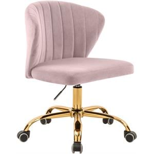 Scranton & Co Contemporary Velvet Swivel Adjustable Office Chair in Pink