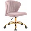 Scranton & Co Contemporary Velvet Swivel Adjustable Office Chair in Pink