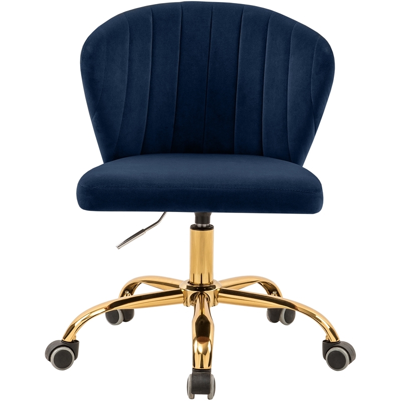 Scranton & Co Contemporary Velvet Swivel Adjustable Office Chair in Navy