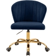 Scranton & Co Contemporary Velvet Swivel Adjustable Office Chair in Navy