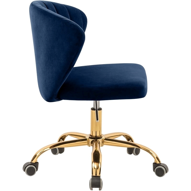 Scranton & Co Contemporary Velvet Swivel Adjustable Office Chair in Navy