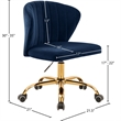 Scranton & Co Contemporary Velvet Swivel Adjustable Office Chair in Navy