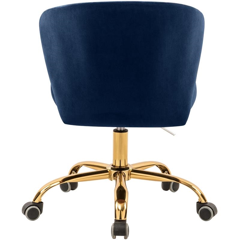 Scranton & Co Contemporary Velvet Swivel Adjustable Office Chair in Navy