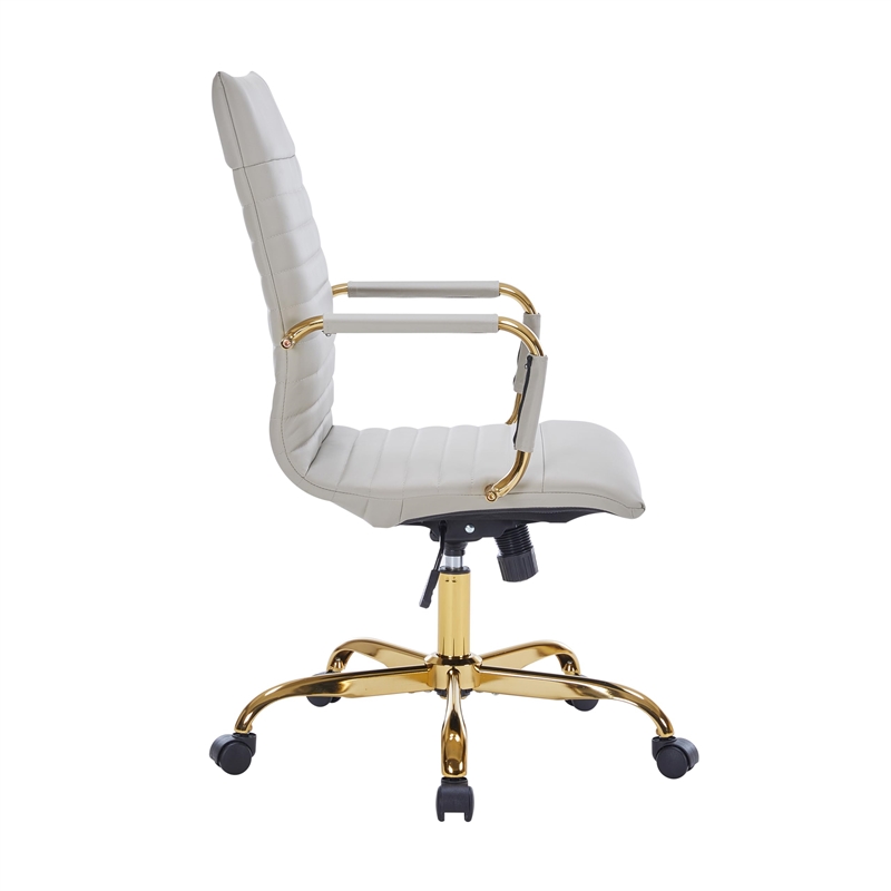 Scranton & Co High-Back Faux Leather Office Chair With Gold Frame in Tan