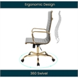 Scranton & Co High-Back Faux Leather Office Chair With Gold Frame in Gray
