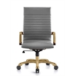 Scranton & Co High-Back Faux Leather Office Chair With Gold Frame in Gray