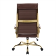 Scranton & Co Modern Faux Leather/Steel High-Back Office Chair in Brown/Gold