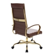 Scranton & Co Modern Faux Leather/Steel High-Back Office Chair in Brown/Gold