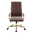 Scranton & Co Modern Faux Leather/Steel High-Back Office Chair in Brown/Gold