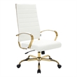 Scranton & Co Modern Faux Leather/Steel High-Back Office Chair in White/Gold