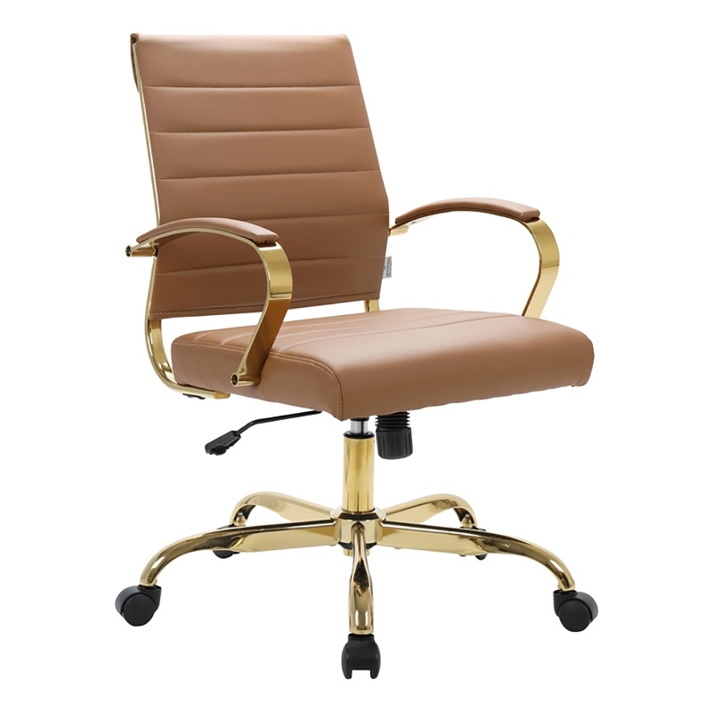 Scranton & Co Modern Faux Leather/Steel Adjustable Office Chair in Light Brown
