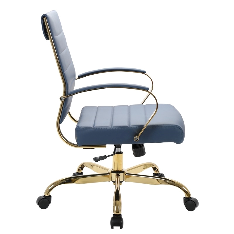Scranton & Co Modern Faux Leather/Steel Adjustable Office Chair in Navy Blue