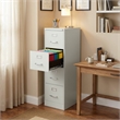 Scranton & Co 4-Drawer Contemporary Metal Vertical Filing Cabinet in Light Gray