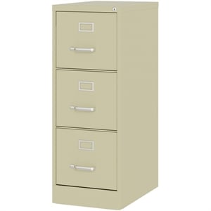 Scranton & Co 22&quotD 3-Drawer Letter Width Vertical Metal Filing Cabinet in Beige