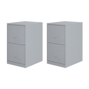 Scranton & Co Set of 2 18&quotD 2-Drawers Metal File Cabinet in  Gray/Platinum