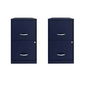 Scranton & Co Set of 2 18&quotD 2-Drawers Metal File Cabinet in Navy