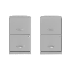 Scranton & Co Set of 2 18&quotD 2-Drawers Metal File Cabinet in Arctic Silver